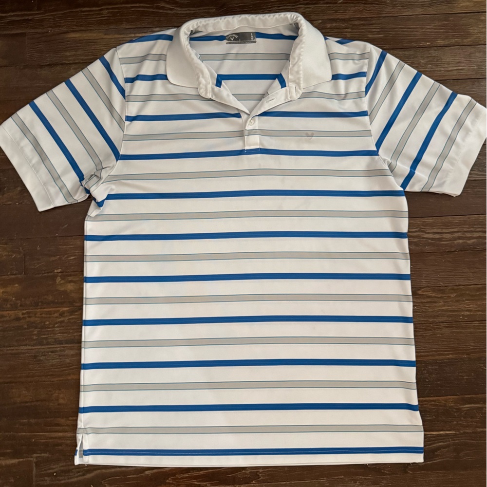 Callaway Men's Polo with Blue and White Stripes